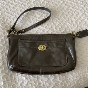 Coach wristlet - brown patent leather